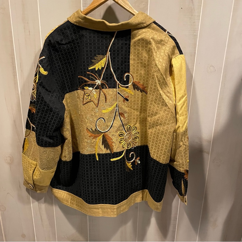 Cute Y2K celestial button mustard embroidered jac… - image 13